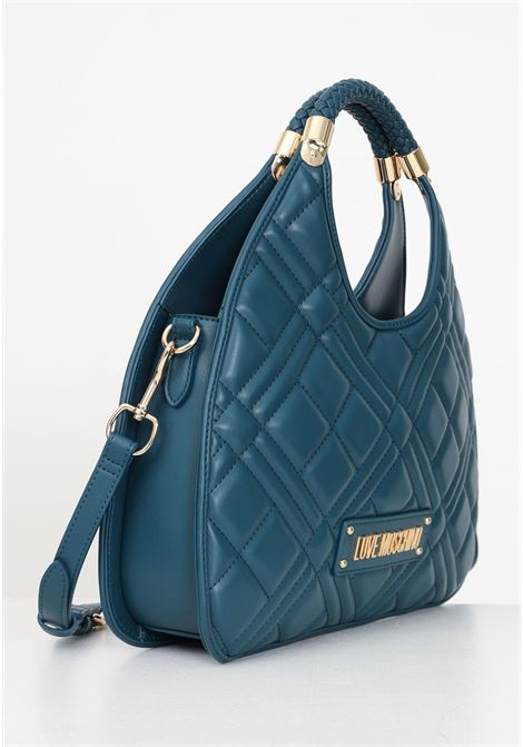 Green women's handbag with quilted pattern and logo LOVE MOSCHINO | JC4146PP1LLA0815